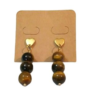 Stainless Steel Earrings Made With Tiger's Eye